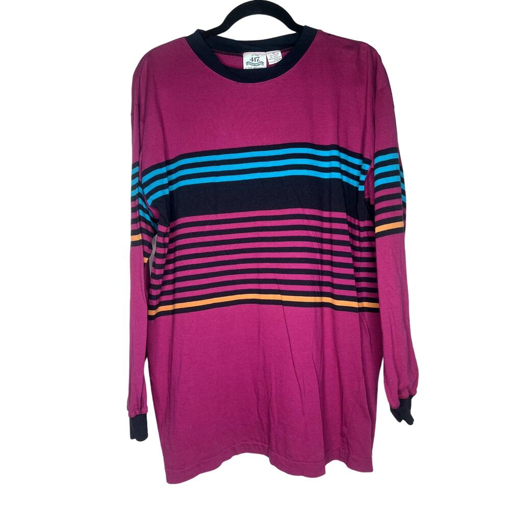 90s VINTAGE 417 by Van Heusen Long sleeve striped Tshirt SIZE MEDIUM
